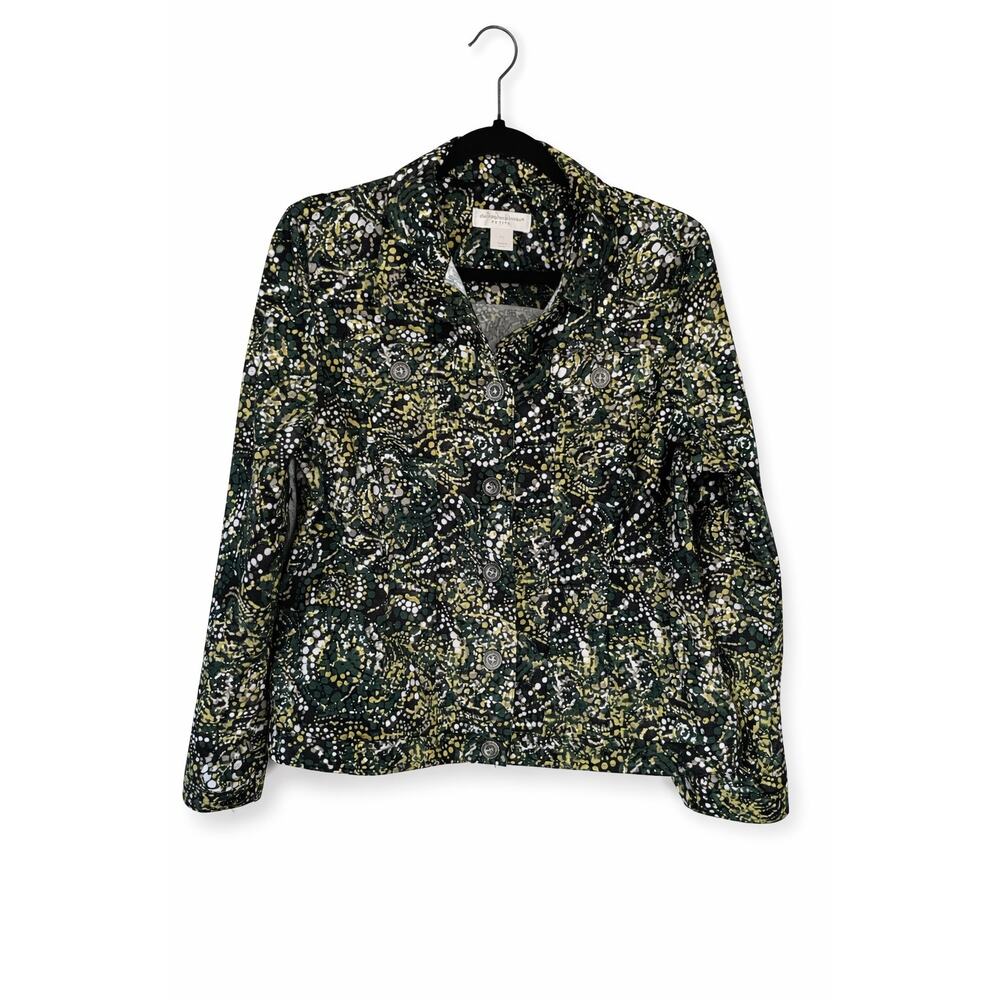 Christopher & Banks Petite Large Artsy Abstract Print Shacket Stretch Jacket